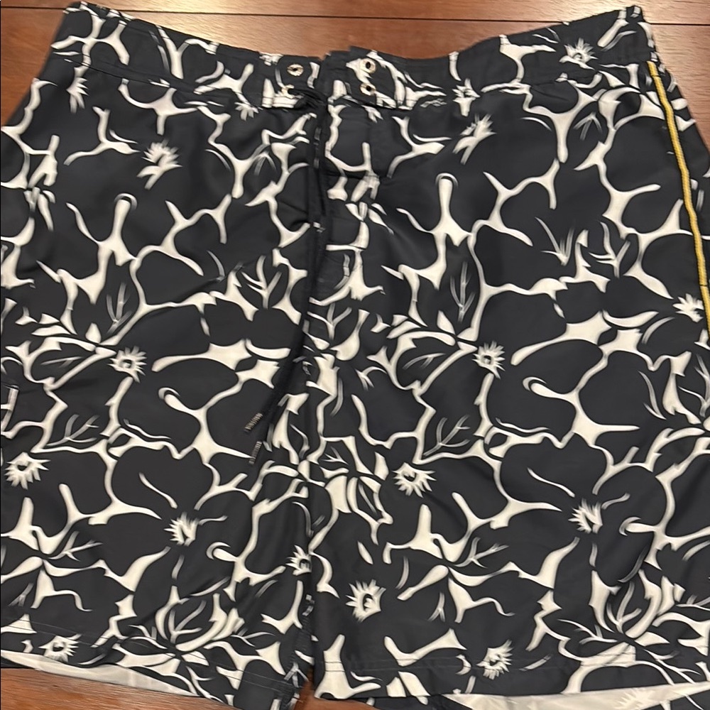 Floral Black and White Swim Shorts